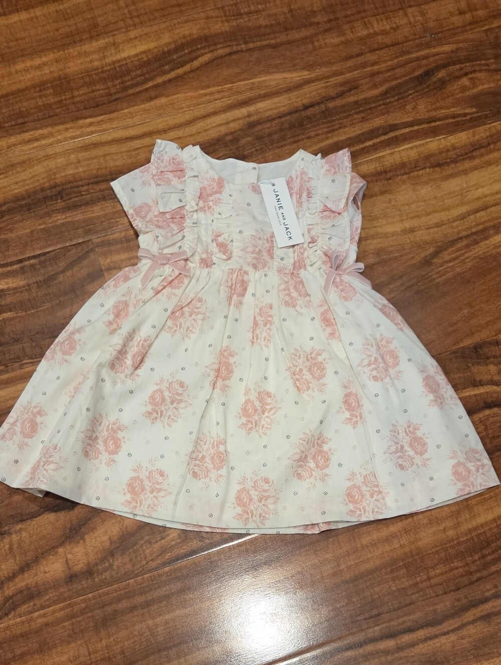 Janie and Jack NWT 18-24 months cream and pink floral pintuck dress